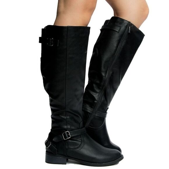 White Mountain Shoes - WHITE MOUNTAIN SIDE ZIPPER CLOSURE ADJUSTABLE BUCKLE KNEE LENGTH BOOT